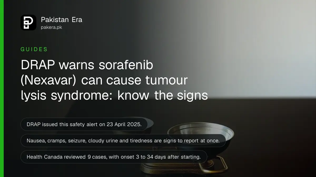 A brass scale on a dark wooden table, for a guide on the DRAP sorafenib safety alert in Pakistan