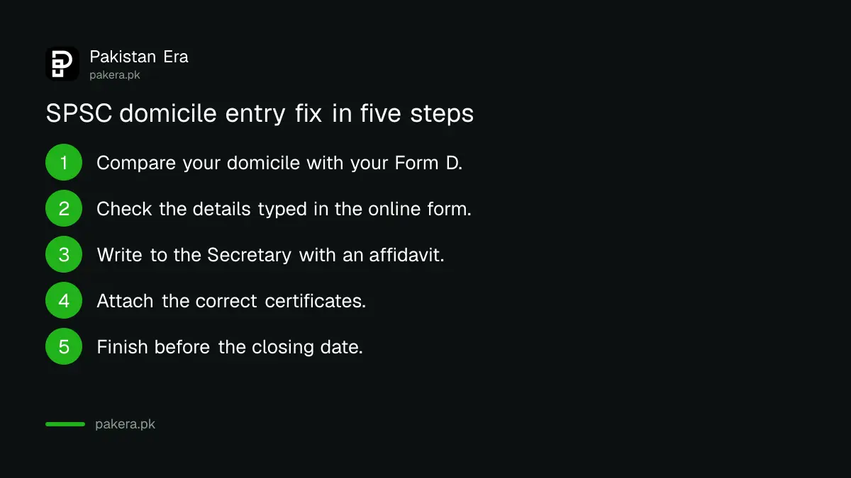 Steps to correct a wrong domicile entry in an SPSC application before the closing date