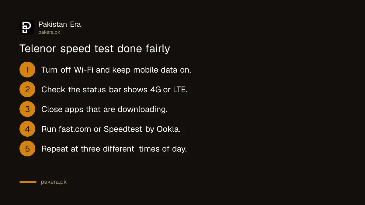 Steps to test Telenor mobile internet speed accurately