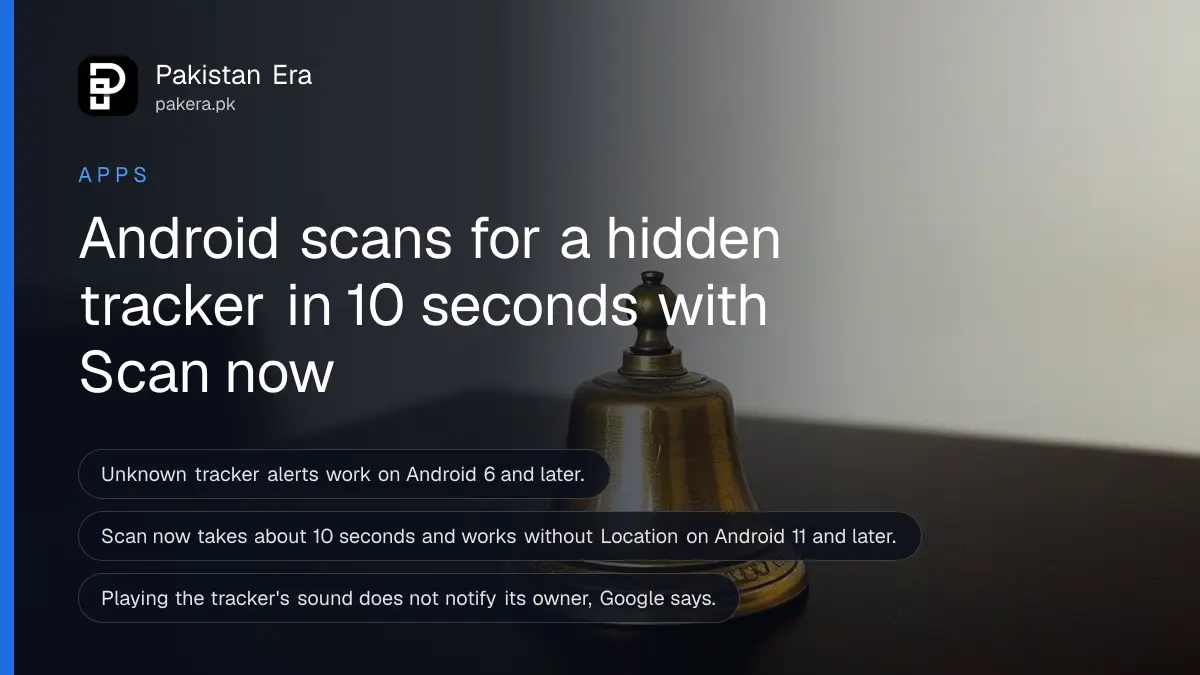 A small brass bell on a dark wooden table, for an article on Android unknown tracker alerts
