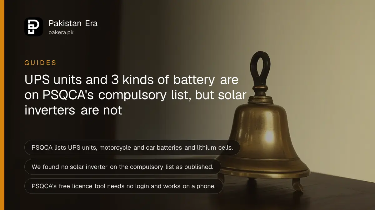 A brass bell on a dark wooden table, for a guide to checking PSQCA licences on UPS units and batteries in Pakistan