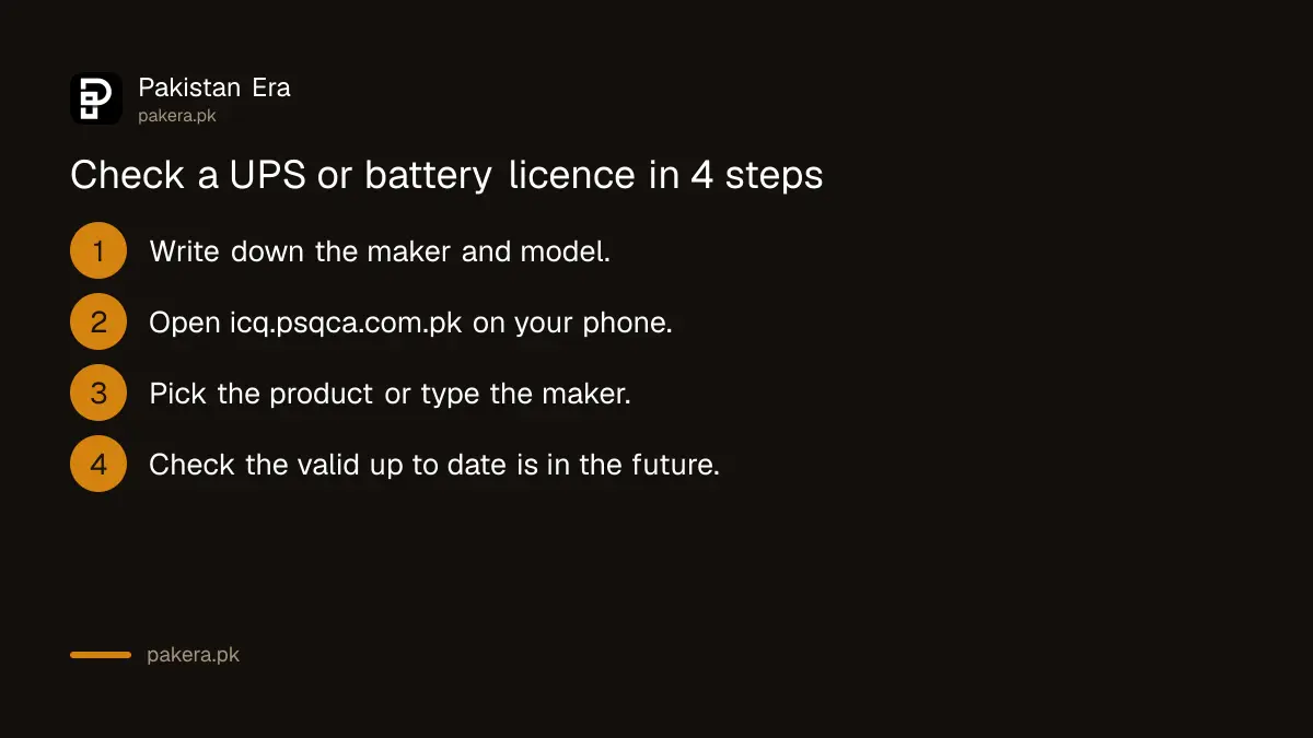 Four steps to check a PSQCA licence for a UPS or battery before buying