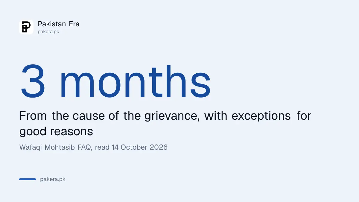 The three month filing limit for a Wafaqi Mohtasib complaint in Pakistan