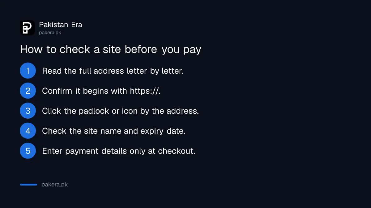 Five steps to check a website's address and padlock before paying