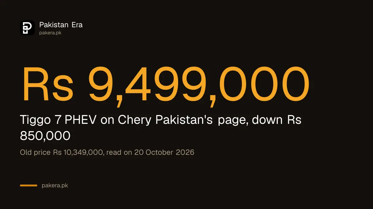 Chery Tiggo 7 PHEV new price in Pakistan is Rs 9,499,000, down Rs 850,000