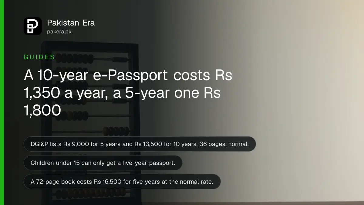 An abacus on a dark wooden table, for a guide to choosing five or ten year passport validity
