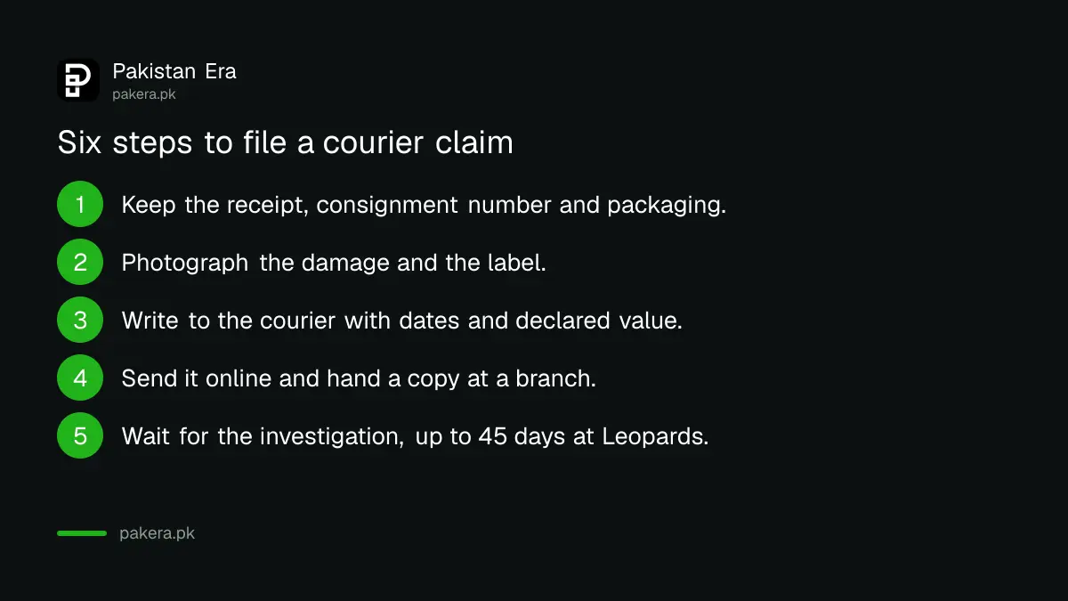 Steps to file a courier claim in Pakistan