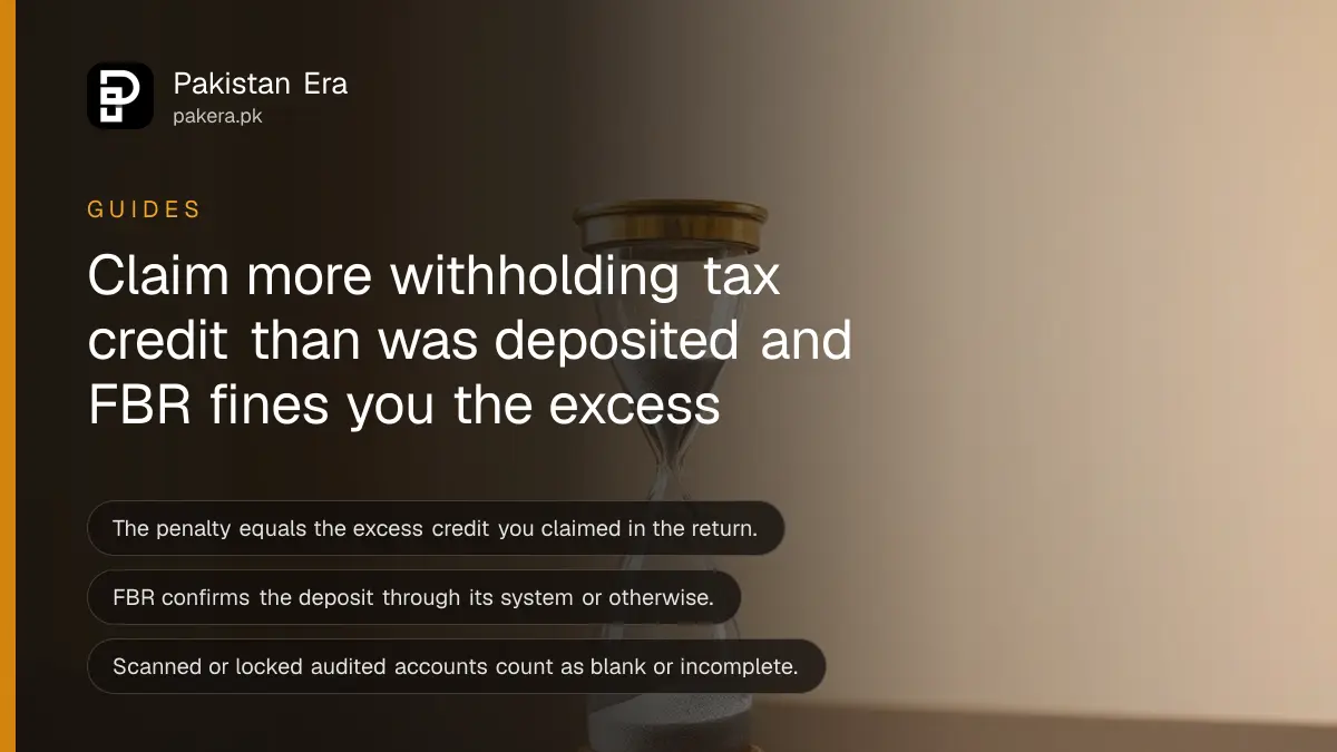 A small brass hourglass on a dark wooden table, for a guide on withholding tax credit in Pakistan