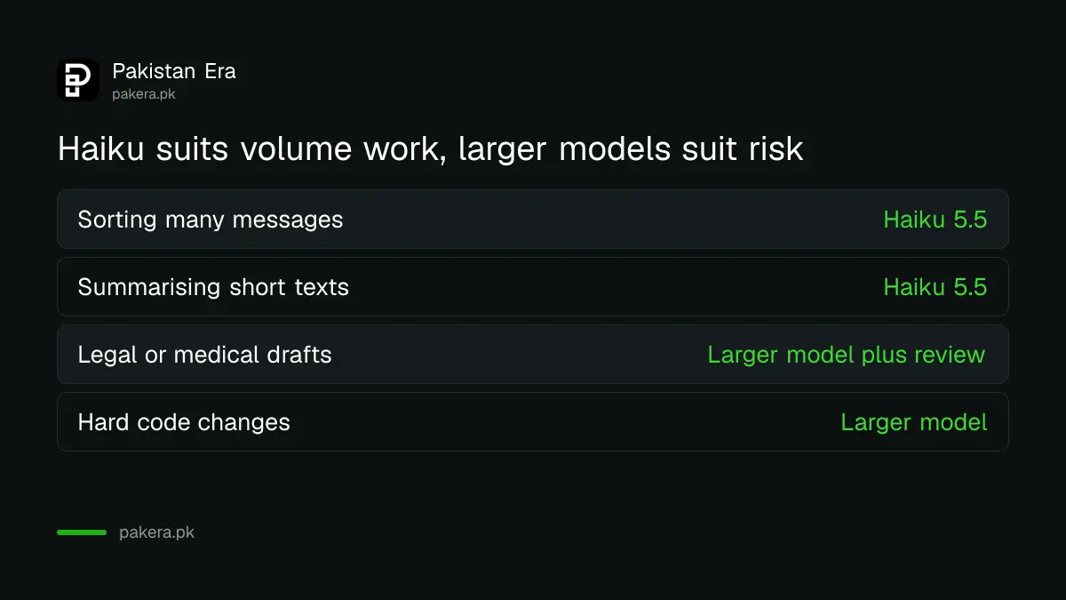 Which jobs suit Claude Haiku 5.5 and which need a larger model