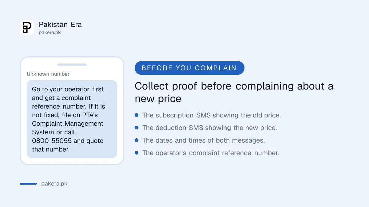 What to collect before complaining to your operator and PTA about an unannounced mobile package price change