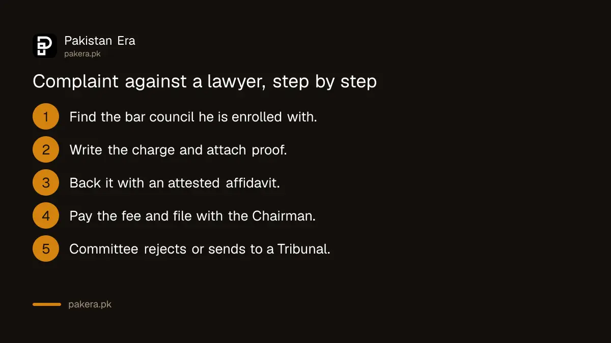 How a complaint against a lawyer moves through the bar council in Pakistan