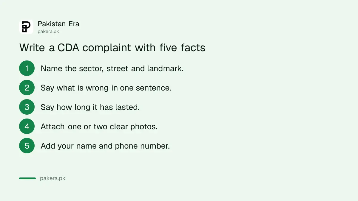 Five steps to write a CDA municipal complaint in Islamabad