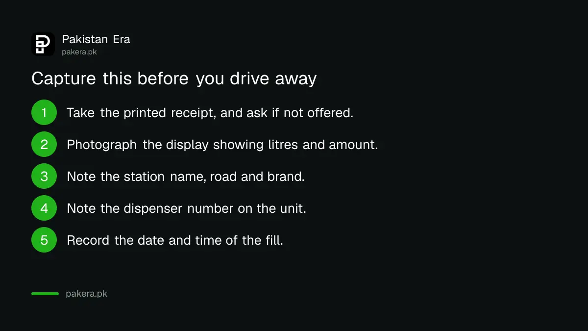 What to record at a petrol pump before making a complaint