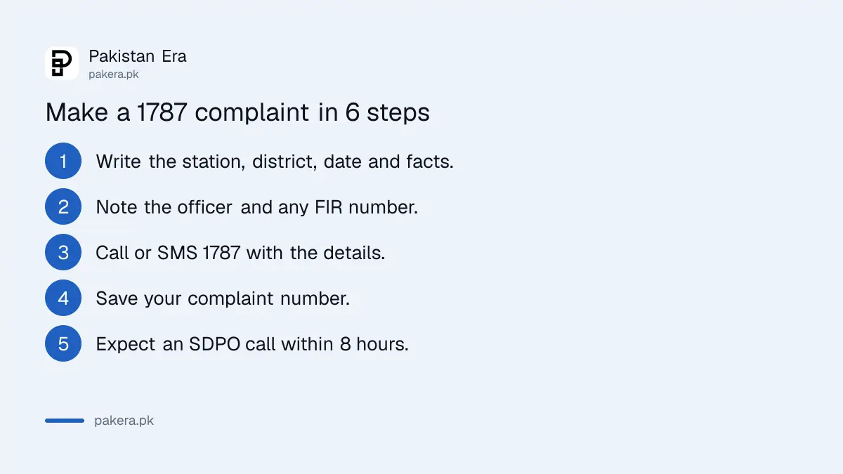 Six steps to make a complaint to the Punjab IGP Complaint Centre 1787 and follow it up