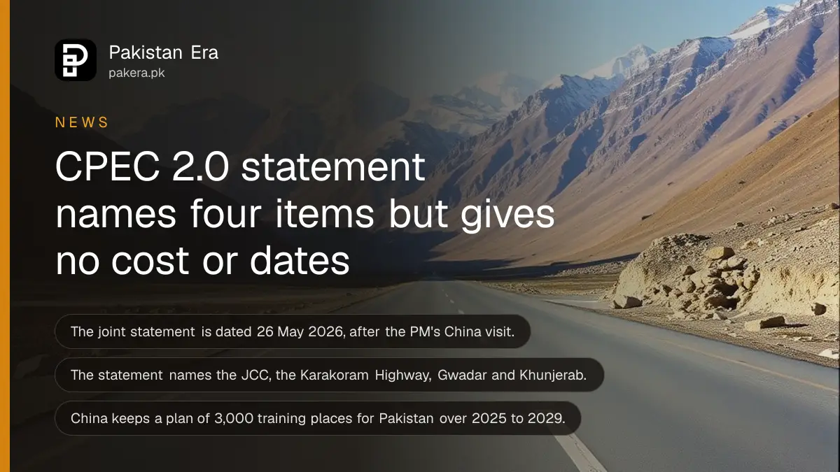 A mountain valley road under snow capped peaks, for an explainer on the CPEC 2.0 China-Pakistan joint statement