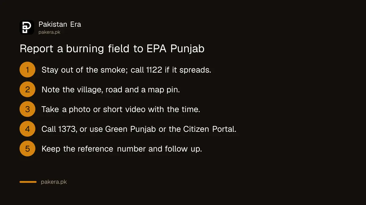 Steps to report crop burning to EPA Punjab