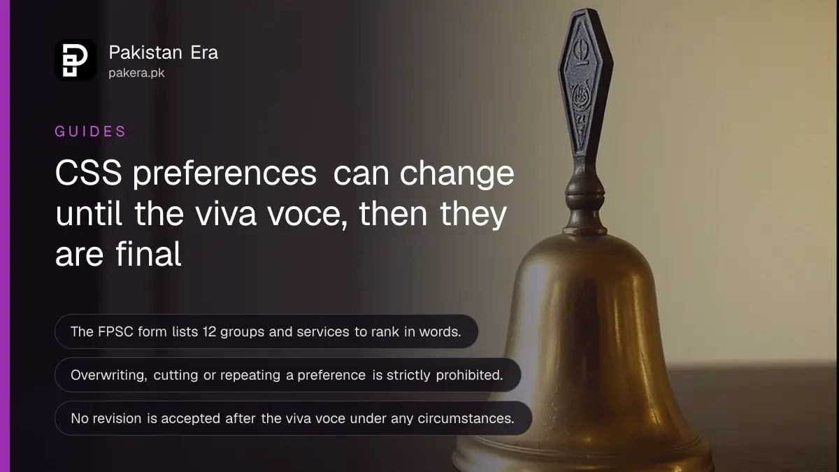A brass bell on a dark wooden table, for a guide to the CSS final preference form in Pakistan