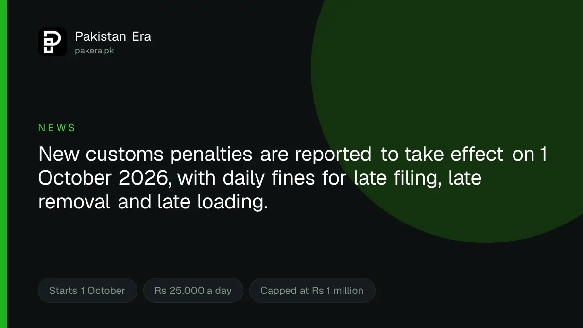 New FBR customs penalties for late filing take effect in October