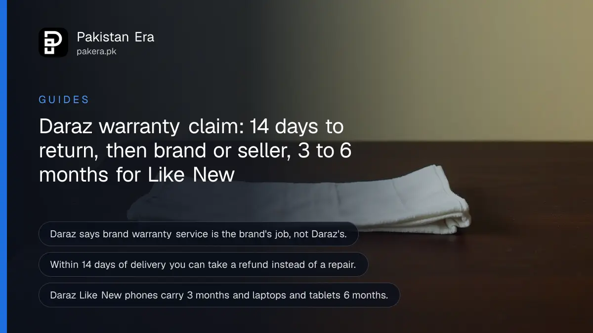 A folded white cloth on a dark wooden table, for an article on daraz warranty claim