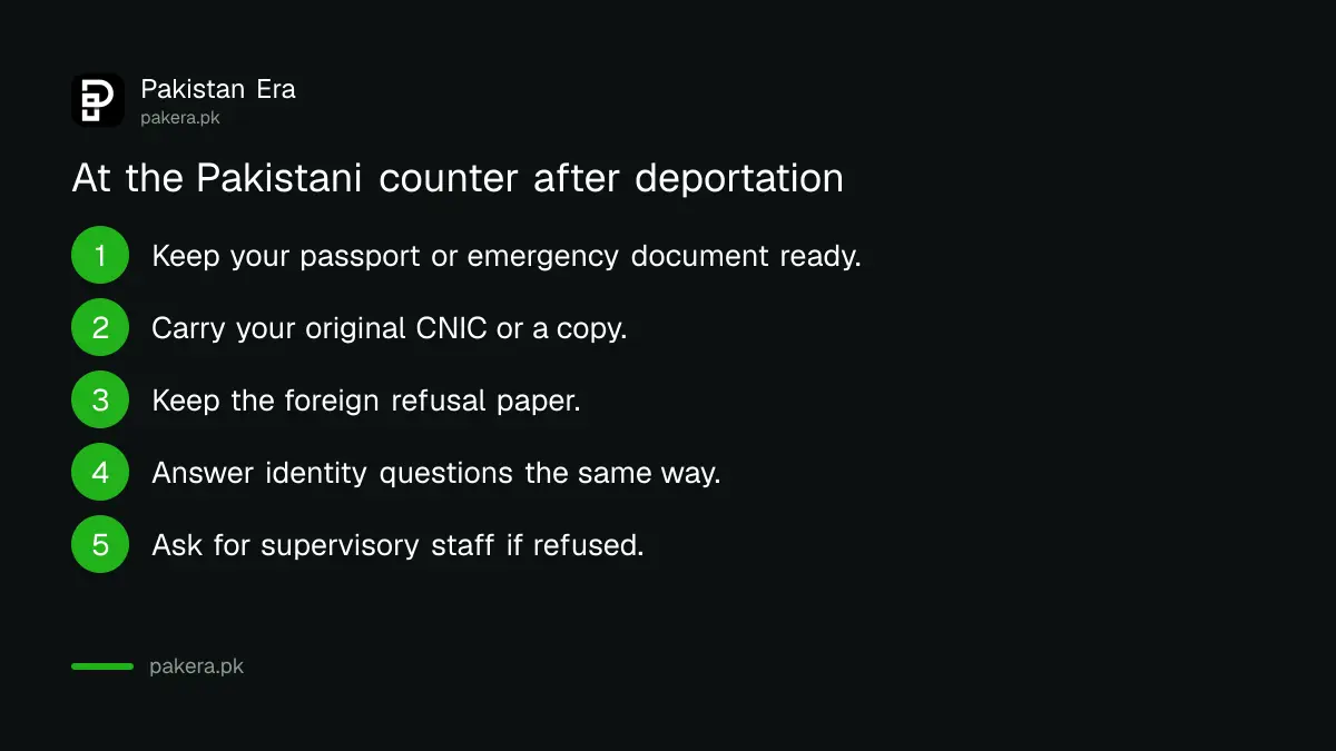 Five things to carry and do at the Pakistani counter after a deportation