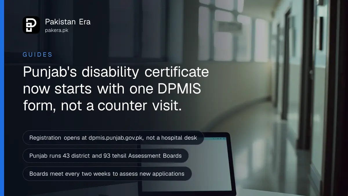 A person filling an online disability certificate registration form on a laptop in Punjab