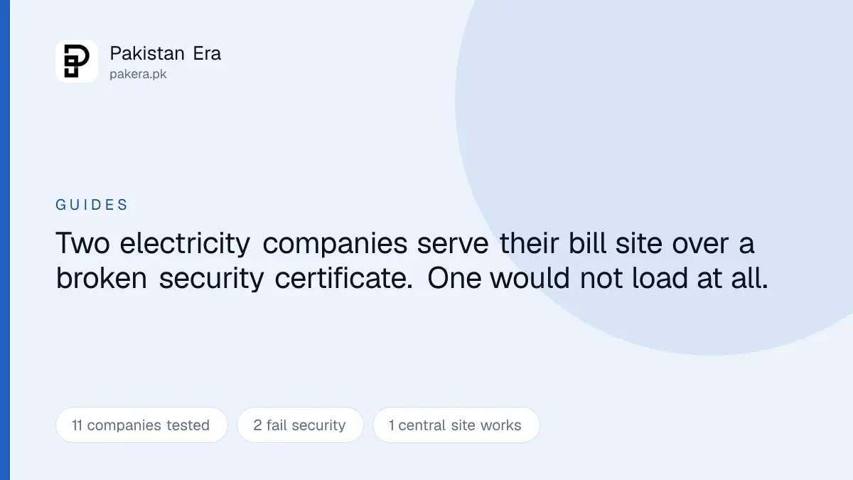 Testing which Pakistani electricity distribution company websites work