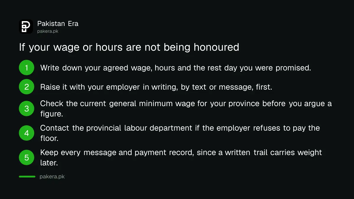 Five steps a domestic worker can take to raise an underpaid wage or denied rest day