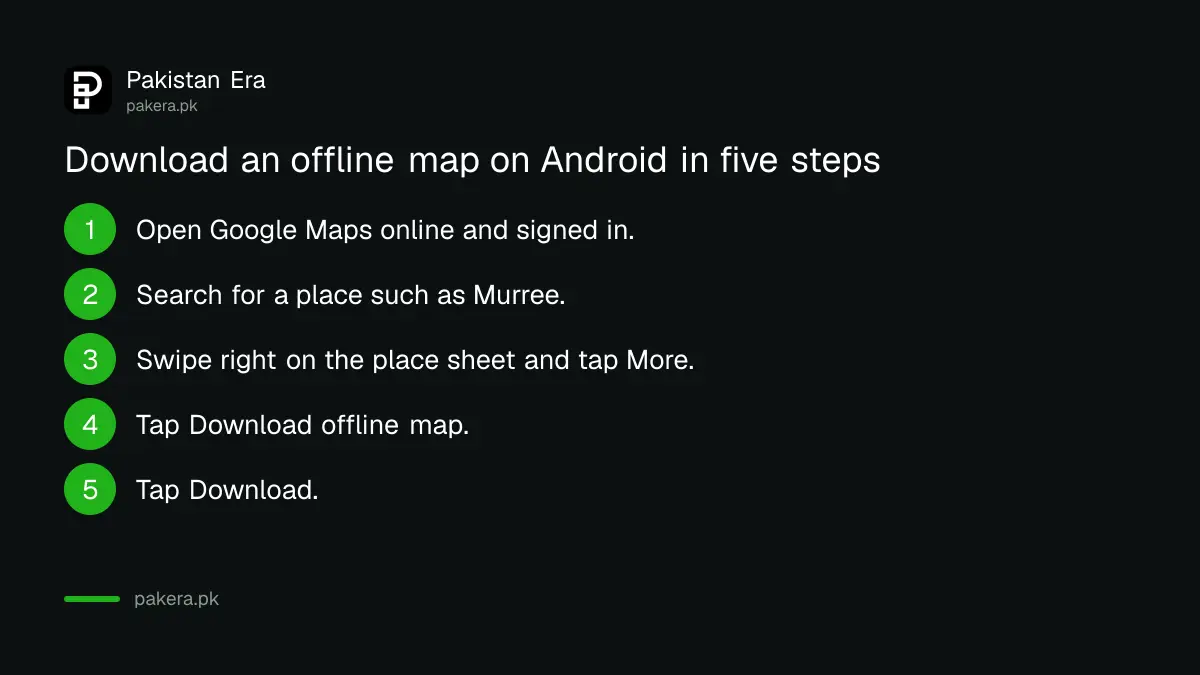 Five steps to download an offline map in Google Maps on Android in Pakistan