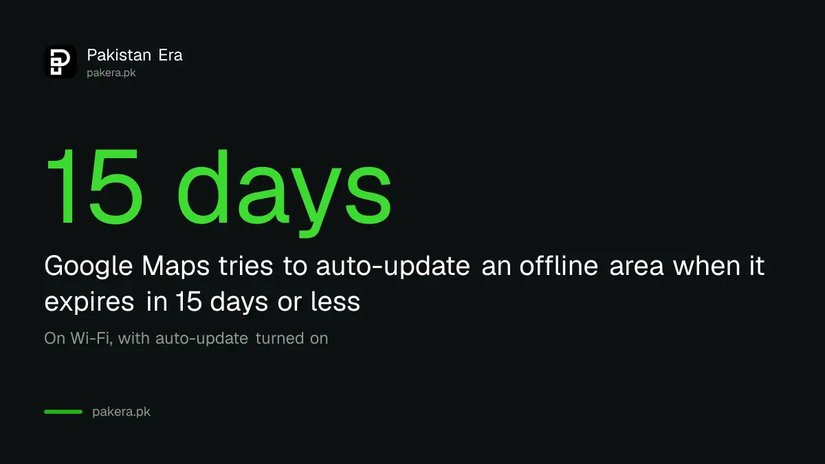 Google Maps tries to update an offline area on Wi-Fi when it expires in 15 days or less