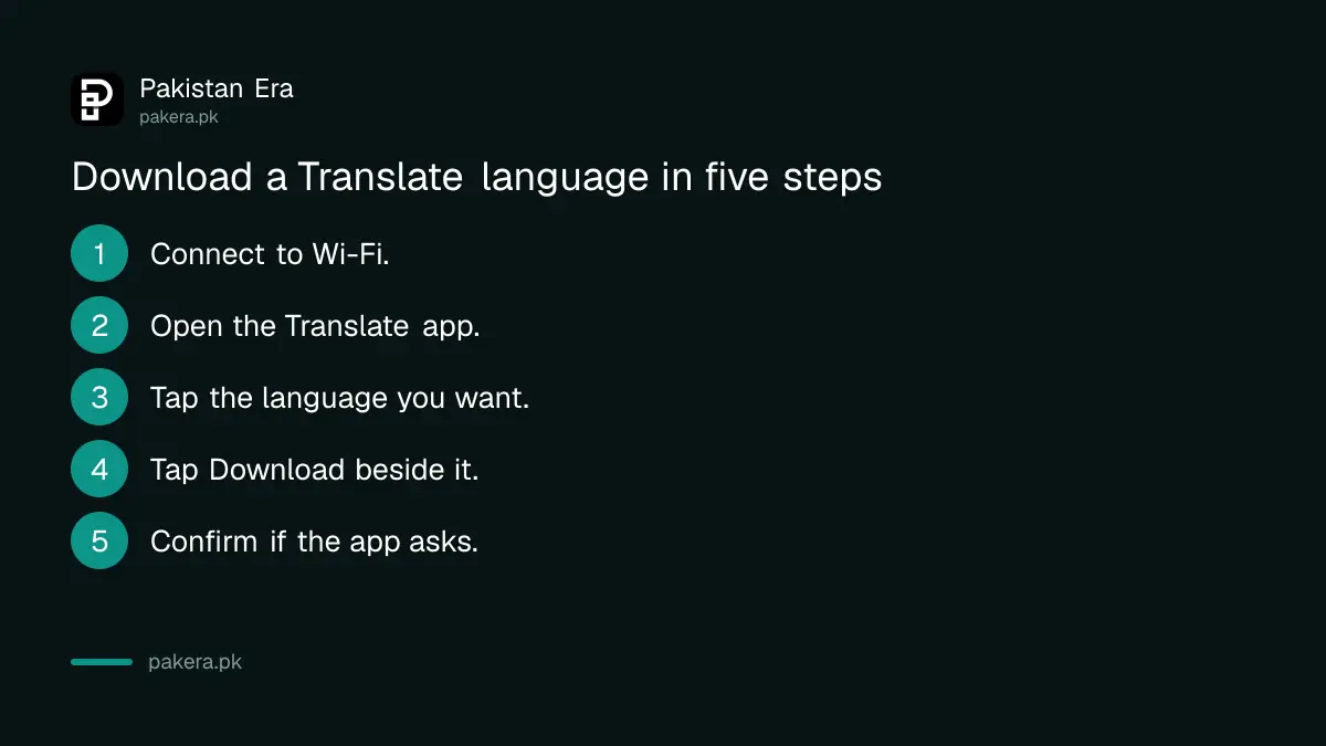 Steps to download a language in Google Translate on Android