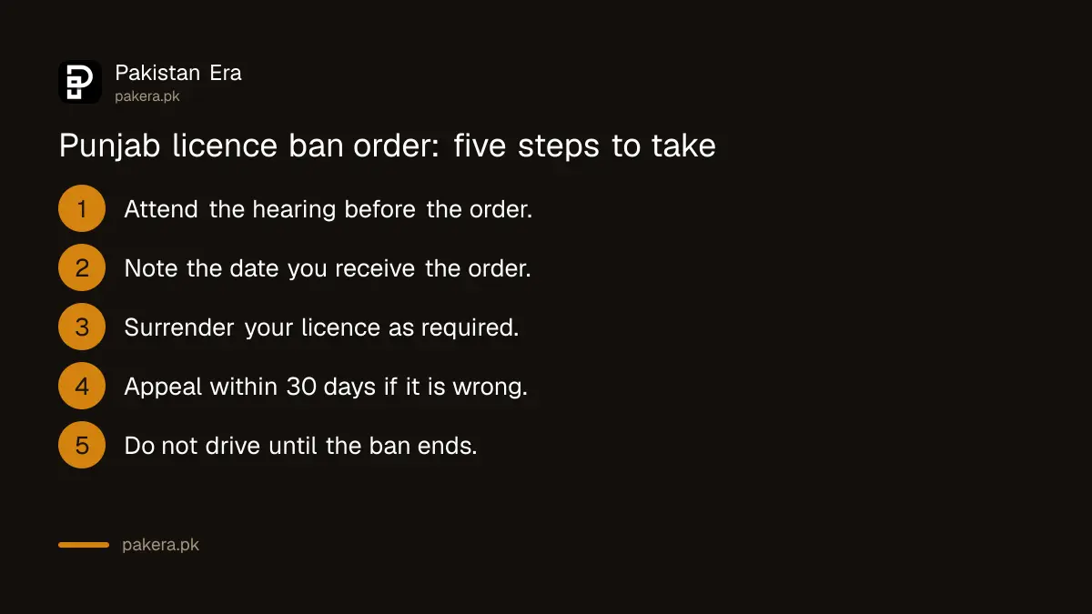 Steps after a Punjab driving licence disqualification order