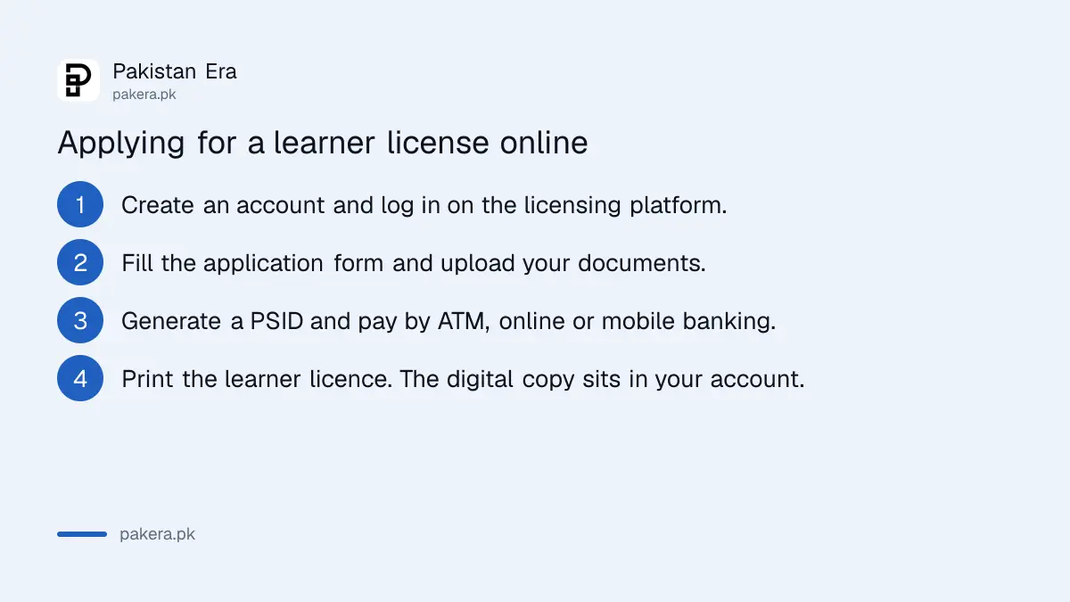 Steps to apply for a driving licence online in Punjab through Dastak