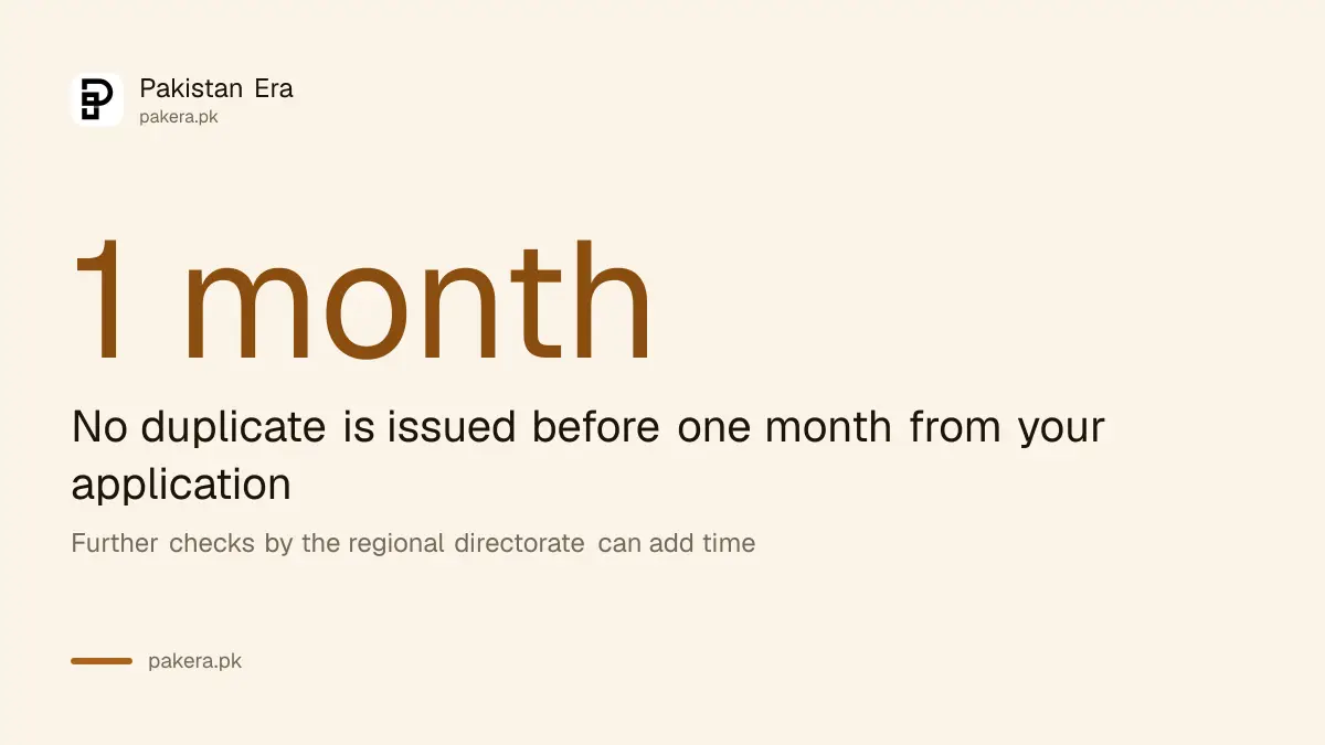 A duplicate National Savings certificate is issued no sooner than one month after the application