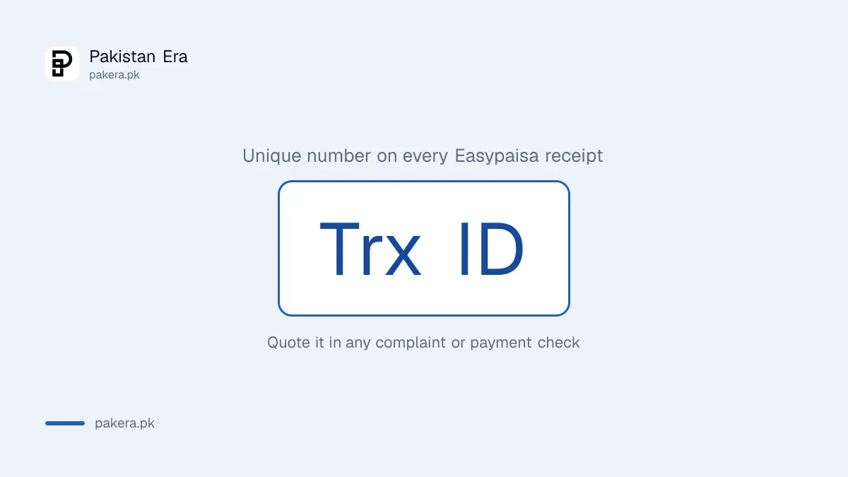 Easypaisa transaction receipt with a Trx ID saved as a photo or PDF