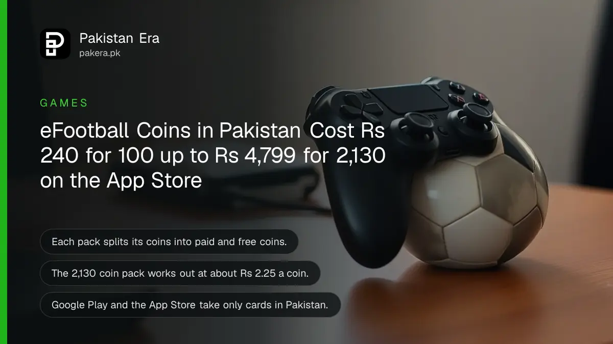 A game controller beside a football on a wooden desk