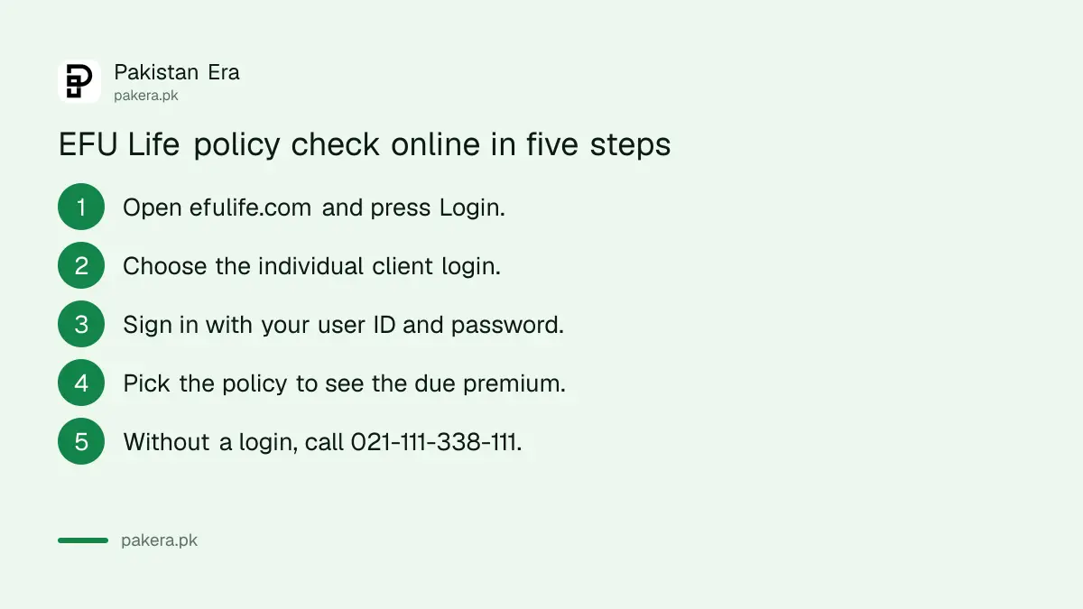 Steps to check an EFU Life policy on the client portal