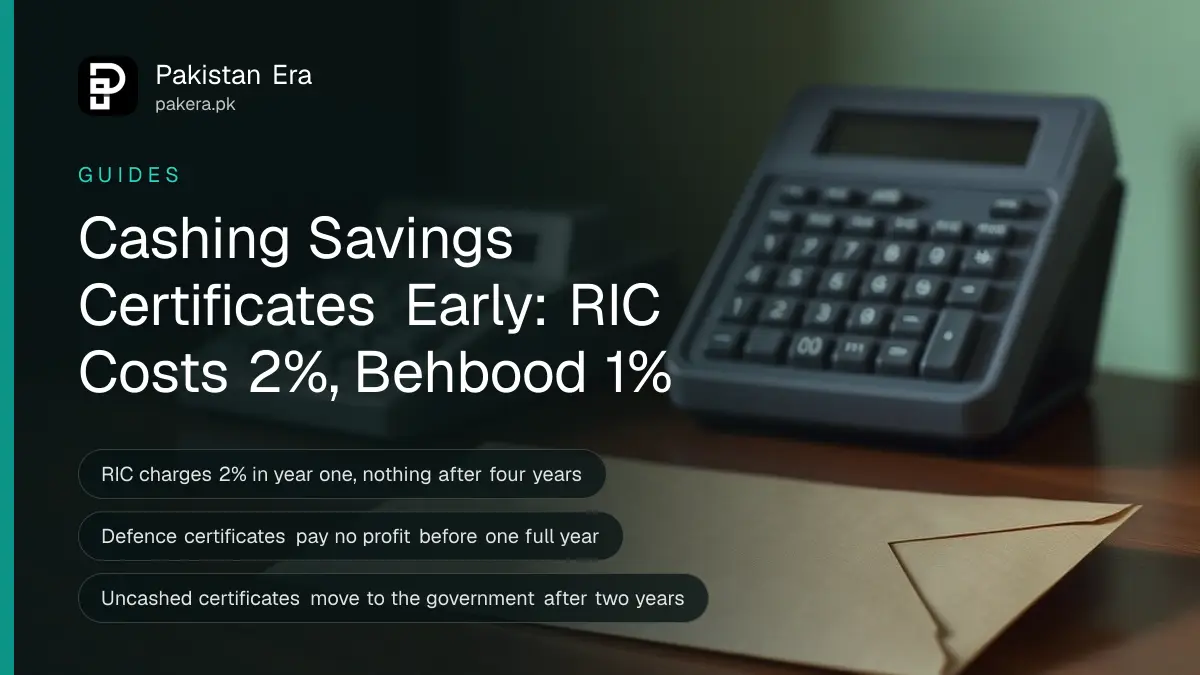 A plain brown paper envelope and a calculator on a wooden counter in soft daylight