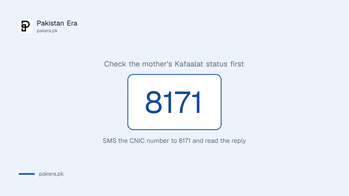 Send the mother CNIC to 8171 to check Kafaalat status before enrolling a child in Benazir Taleemi Wazaif