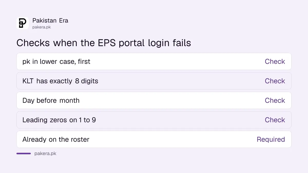 Checks to run when the EPS Korean learning portal login fails