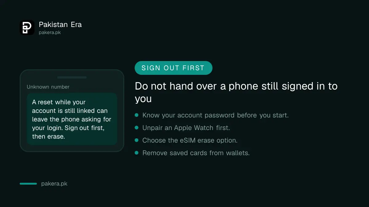 Warning not to hand over a phone that is still signed in to your account