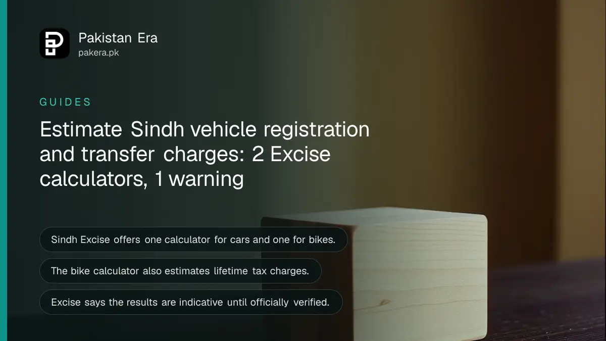 Still life of a plain wooden block on a dark wooden table, for a guide to the Sindh Excise tax calculator