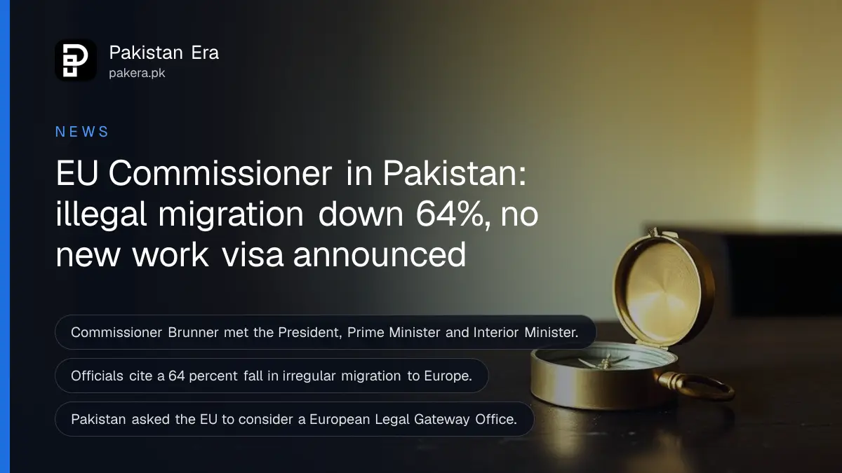 A brass compass on a dark wooden table, for news of EU and Pakistan talks on migration