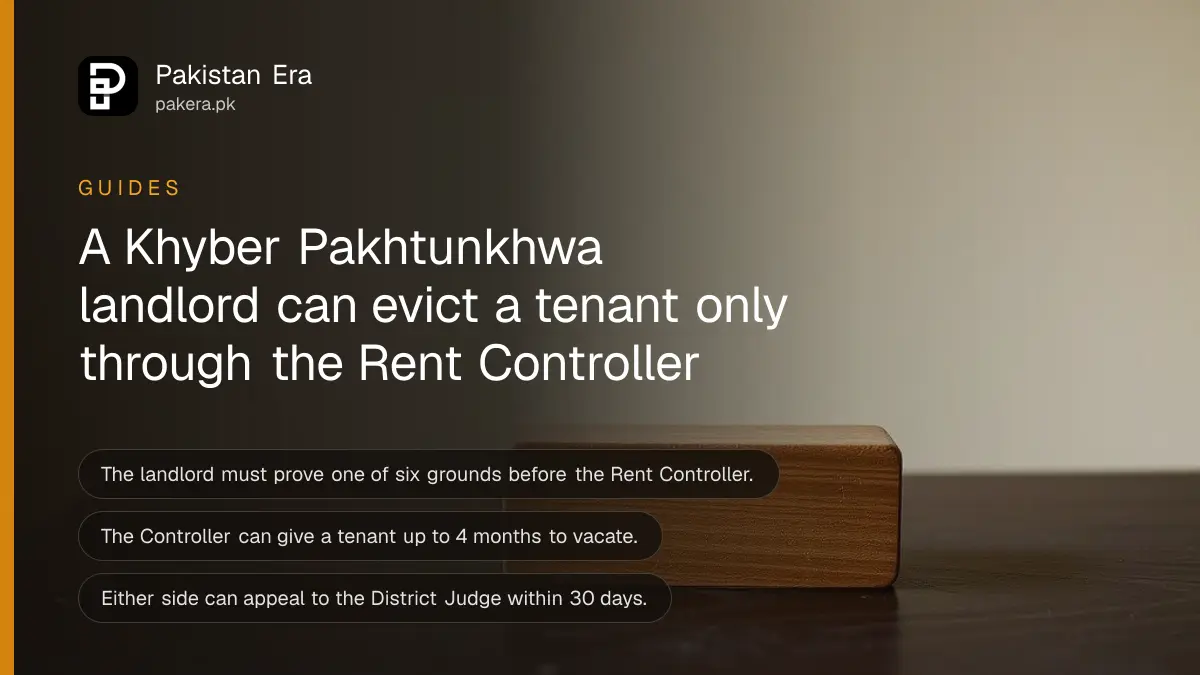 A plain wooden block on a dark wooden table, for a guide on evicting a tenant in Khyber Pakhtunkhwa