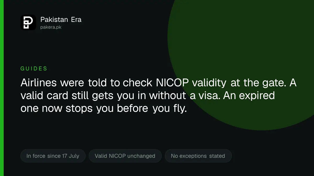 Expired NICOP and boarding rules for flights to Pakistan