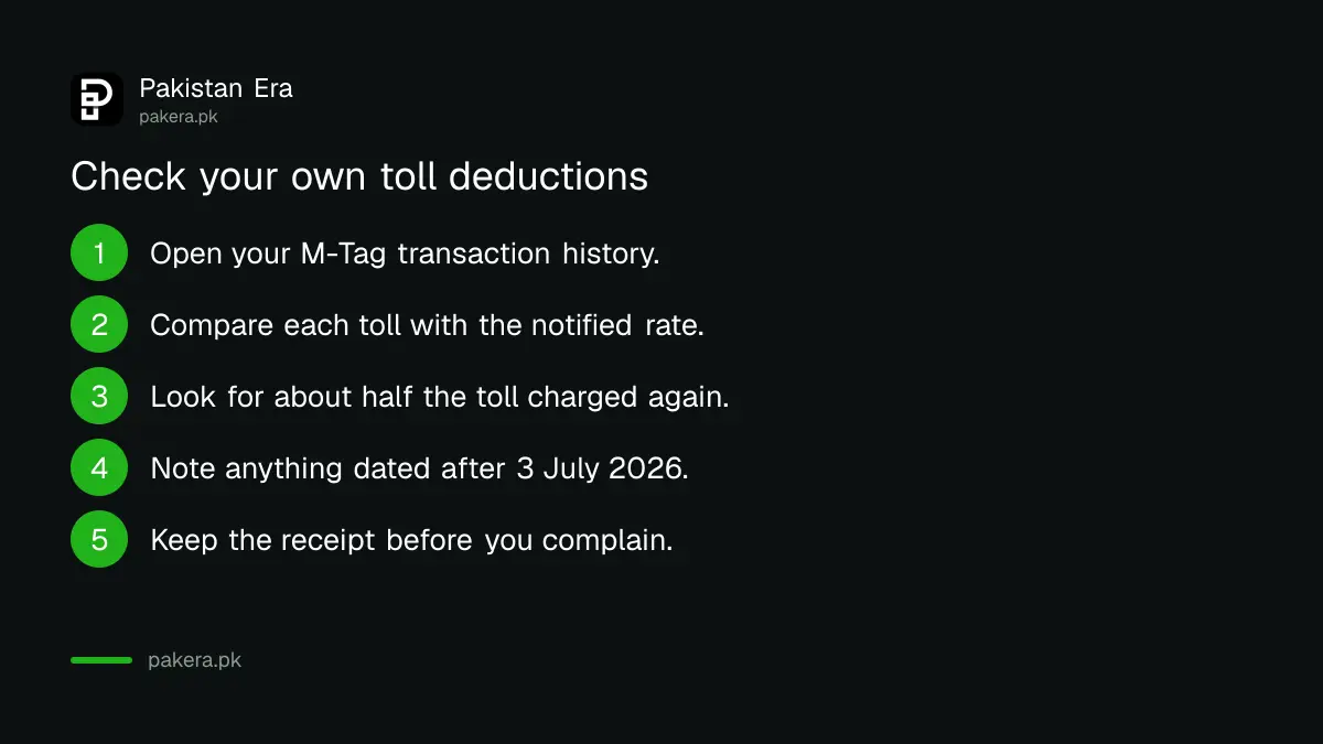 Steps to check your M-Tag deductions for the extra toll charge