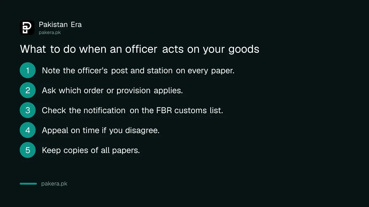 Five steps for an importer when a Sub-Inspector or Goods Evaluator acts on goods