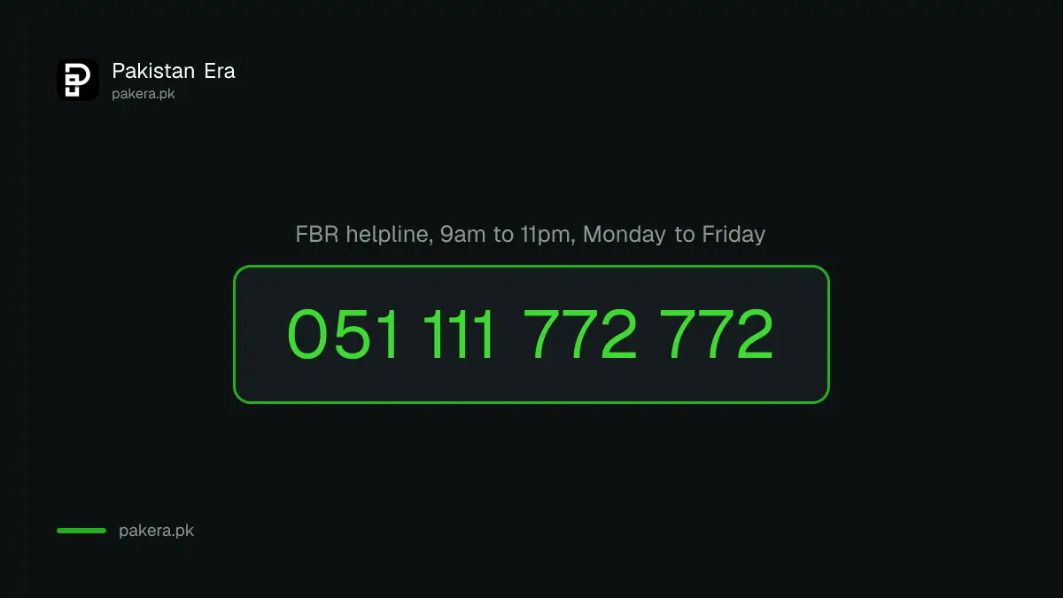 FBR helpline number 051 111 772 772 with its opening hours