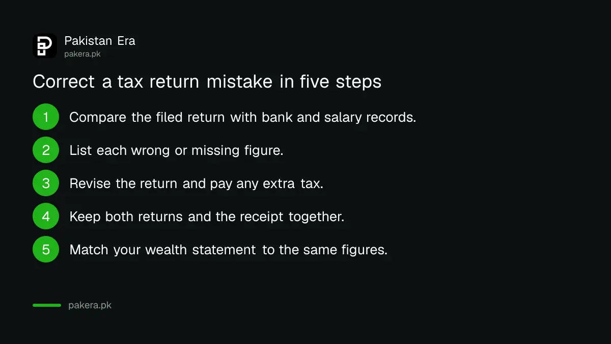 Five steps to correct a mistake in a Pakistani income tax return