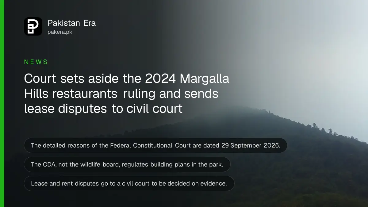 A forested hillside ridge under soft cloud, for an article on the court ruling on Margalla Hills restaurants in Islamabad