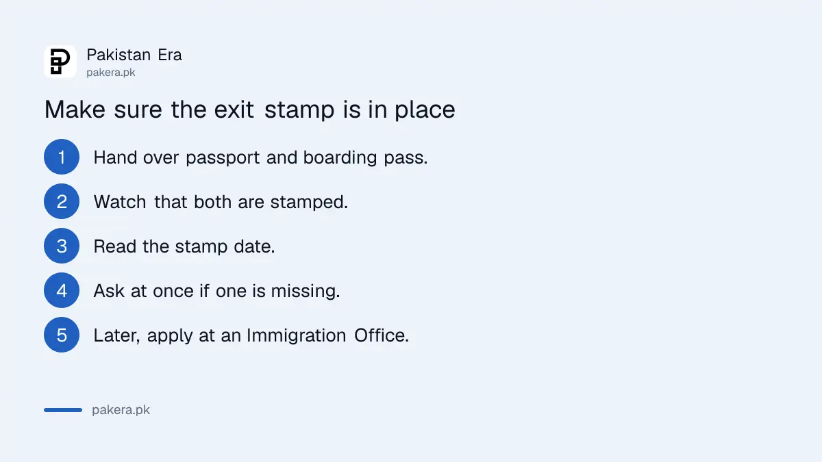 Five steps to make sure the exit stamp is on your passport and boarding pass